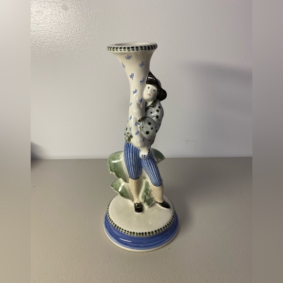 English Rye Pottery Gentleman Tall Candlestick